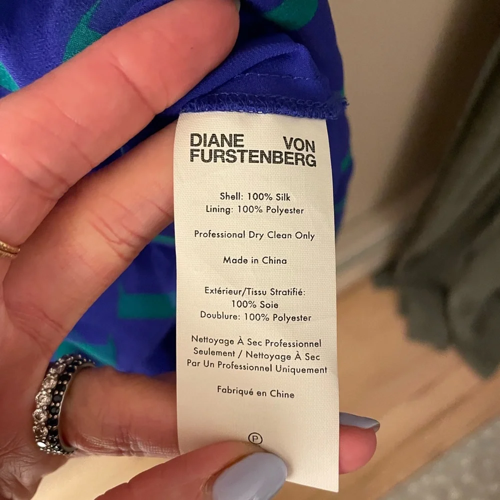 DVF blue and green off the shoulder dress size 6 - Picture 3 of 9